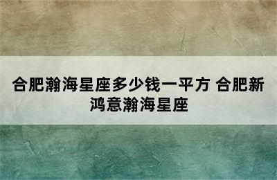 合肥瀚海星座多少钱一平方 合肥新鸿意瀚海星座